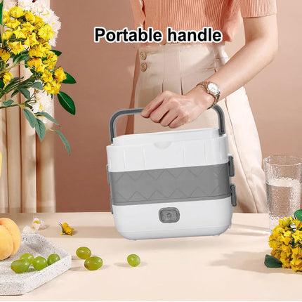 New 2L Portable Electric Lunch Box with Heat and Insulation Double-layered Portable Lunch Box for Home Use and Outdoor Picnics