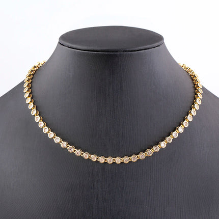 AIBEF INS Popular Romantic 5 Colors Rhinestone Women Pendant Gold Plated Iced Out Tennis Chain Necklace Charm Copper Zircon Gift