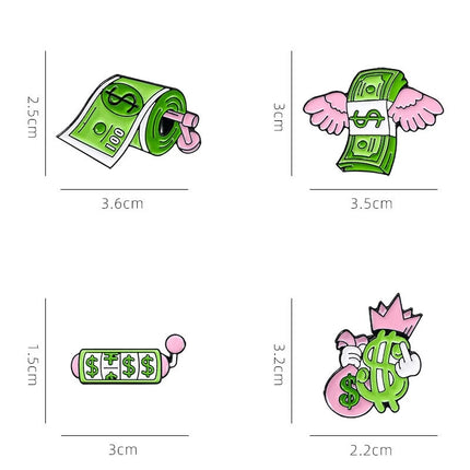 Cartoon Creative US Dollar Shape Enamel Brooch Backpack Clothing Decoration Cute Quirky Design Alloy Lapel Pin Badge Accessories