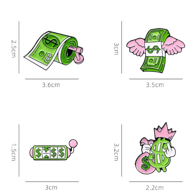 Cartoon Creative US Dollar Shape Enamel Brooch Backpack Clothing Decoration Cute Quirky Design Alloy Lapel Pin Badge Accessories