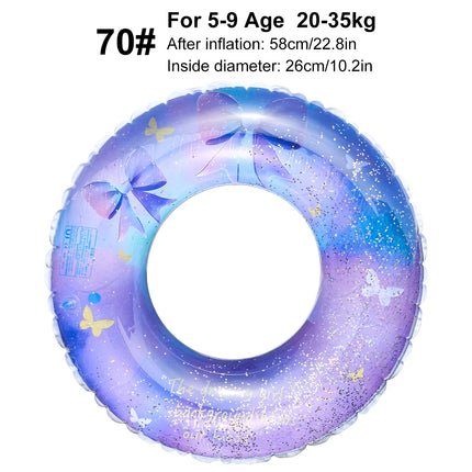 1PC Glitter-embellished inflatable swim ring for adults, suitable for pool parties, lakes, and beaches