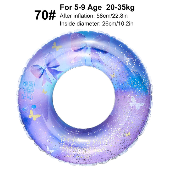 1PC Glitter-embellished inflatable swim ring for adults, suitable for pool parties, lakes, and beaches