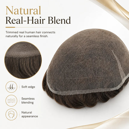 Beeos Full Swiss Lace Toupee Men Indian Human Hair Toupee Men Hair Replacement System Protesis Capilar Hombre Mens Toupee