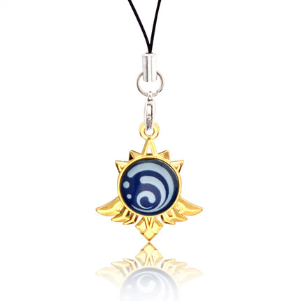 Genshin Impact Hanging Rope Pendant Keychain Eye Of God Seven Elements Double Sided Glass Pendant Keyring Cell Phone Charm