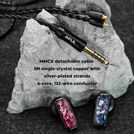 AFUL PolarNight Open-Back Acoustic Flat Head Earbuds 15.4mm Dynamic Driver HiFi Flathead Earphone with MMCX Detachable Cable