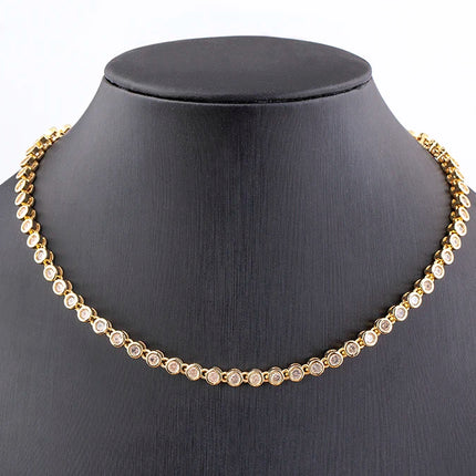 AIBEF INS Popular Romantic 5 Colors Rhinestone Women Pendant Gold Plated Iced Out Tennis Chain Necklace Charm Copper Zircon Gift