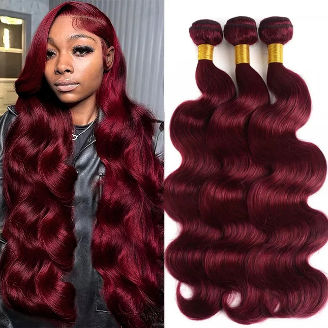 Royal 99j Burgundy Colored Body Wave Human Hair Bundles Brazilian Wavy 1/3/4 Bundles Human Hair Colored Red Brown Hair Bundles