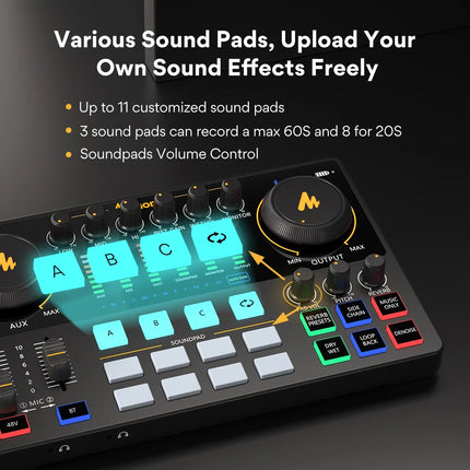 maonocaster AME2 Sound Card Maonocaster Audio Interface Podcast Equipment Studio All-In-One Mixer for Live Streaming,Guitar,PC