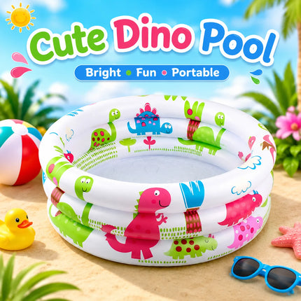 1PC Cute Dino Inflatable Pool, Portable Paddling Pool, Soft Bottom, Foldable Outdoor Summer Water Play Pool