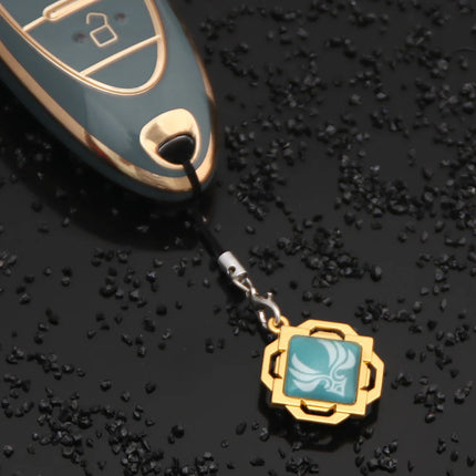 Genshin Impact Hanging Rope Pendant Keychain Eye Of God Seven Elements Double Sided Glass Pendant Keyring Cell Phone Charm