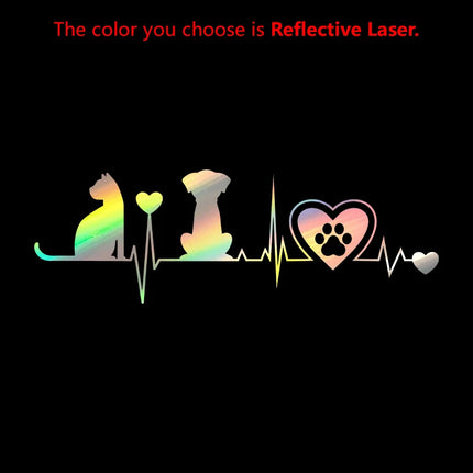 Dog and Cat Silhouette Heartbeat Vinyl Wall Stickers Pet Veterinary Shop Window Decal Car Laptop Removable Decal Veterinary Gift
