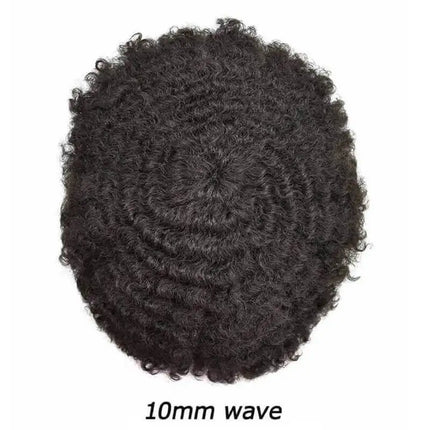 Men Toupee Human Hair Fine Mono NPU Indian Human Hair Wigs for Man Afro Human Hair System 15mm Curly Hair Topper Natural Color