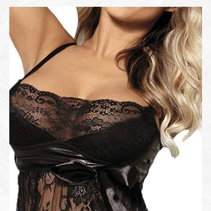 ohyeah Women Plus Size Lingerie Eyelash Lace Babydoll Nightgown Big Size Sleepwear Mesh Chemise Boudoir Nightdress