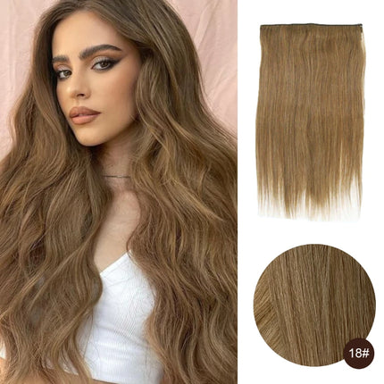 Real Human Hair Clip in Hair Extension Apply With Invisible Wire Natural Hair 5Clips 12-26Inch Fish Line Hair Extensions