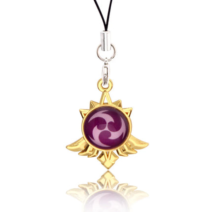 Genshin Impact Hanging Rope Pendant Keychain Eye Of God Seven Elements Double Sided Glass Pendant Keyring Cell Phone Charm