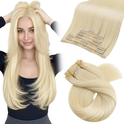[Hot Sale] Moresoo Clip in Hair Extensions Real Natural Hair Remy Straight Set 5&7 Pcs Brazilian Clip in Human Hair Extensions