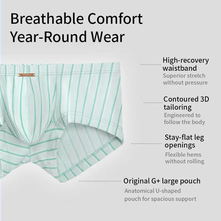 52025 Premium Striped Modal Boxers – Enhanced Large Support Pouch, Ultra-Smooth Ribbed Texture and Sculpted Comfortable Fit