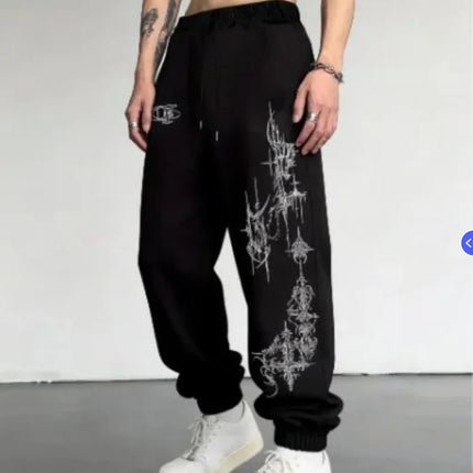 Men's Casual Sports Joggers | Spiked Cross Print | Drawstring Cuffed | S-3XL | Daily Wear