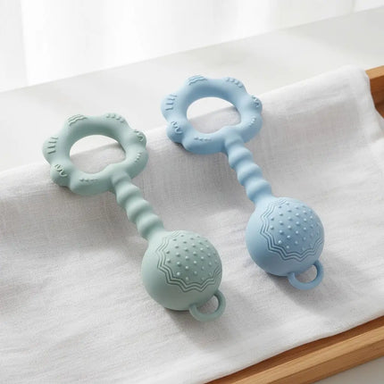 Silicone Baby Rattle and Teether Toy Set with Suction Cup Base Flower Shaker Infant Grasping Toy Food Grade BPA Free