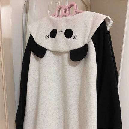Spring Japanese Cute Cartoon Punk Sailor Collar Patchwork Sweatshirt Women Autumn Winter Loose Long Sleeve Tops Kawaii Hoodie