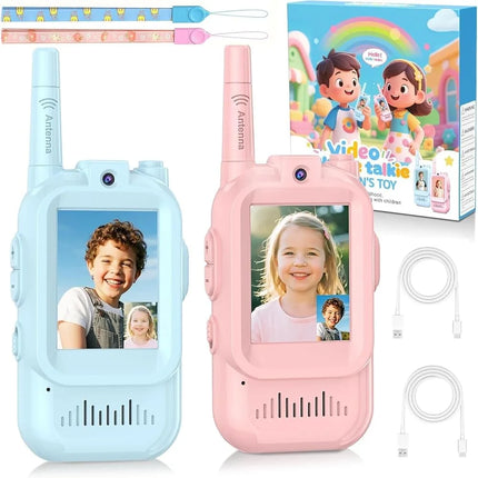 Video Walkie Talkies for Kids 2 Pack Rechargeable Intercom Walkie talkie 2 Screen One Click Call Child Video Intercom gifts