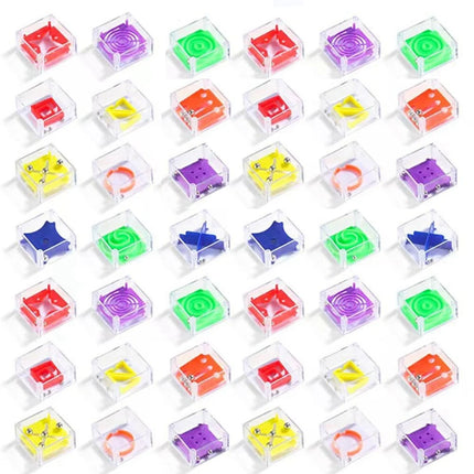 24Pcs for Kids Adults Enjoy Fun Balance IQ Mini Maze Game Cube Puzzle 3D Brain Maze Toy with Box Puzzles Party Favors