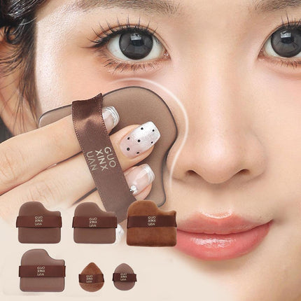 6 Pcs Chocolate Powder Puff Air Cushion Foundation Sponge  Mini Thumb Concealer Powder Puff Wet Dry Dual-use Makeup Beauty Tool