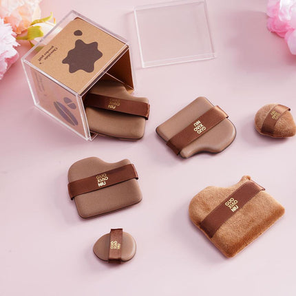 6 Pcs Chocolate Powder Puff Air Cushion Foundation Sponge  Mini Thumb Concealer Powder Puff Wet Dry Dual-use Makeup Beauty Tool