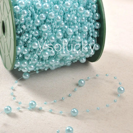5 Meters Fishing Line Artificial Pearls Beads Chain Garland Flowers Wedding Party Home Decor Supply Ivory White Pink Light blue