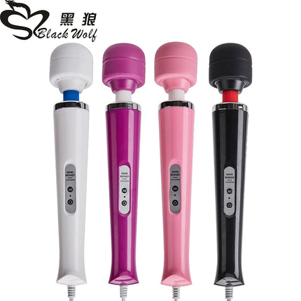 BLACKWOLF New 10 Speeds Magic Wand Massager Big Magic Wand Massage Stick AV Vibrators Sexy Clit Sex Toys for Women European plug