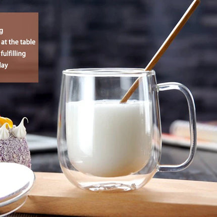 1-6PCS 80-450ML Heat Resistant Double Wall Tea Glass Cup Beer Coffee Handmade Creative Cold Beverage Transparent Drinkware Set