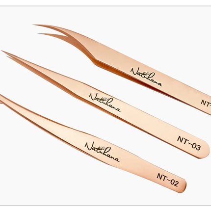 New Professional Fiber Tip Tweezers Rose Gold Lashes Tweezers Stainless Steel Eyelash Extension Tweezers Makeup Tools