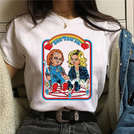 Harajuku Funny Female T-shirt Satan Vintage Graphic Tees Dogs Mommy Can We Keep Him Fashion Short Sleeve T Shirt Women Tops