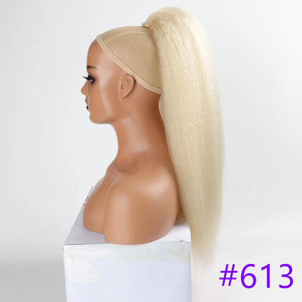 22INCH Synthetic Yaki Hair Extension Ponytail Fake Drawstring Ponytail Hairpiece Synthetic Afro Plaited Ponytail Tresse Longue