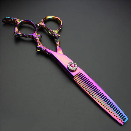 Sharonds 6/7/8 Silver Black Dragon Handle Hair Salon Hairdressing Scissors High Quality 440c Steel Professional Cutting Scissors