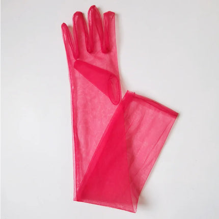 70cm Sexy Lace Thin Hollow Transparent Long Gloves Soft Breathable Solid Net Yarn Women Man Performance Party Elasticity Cosplay