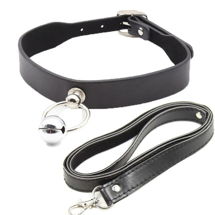 Bondage Boutique Leather Collar Lead chain Adult Game  for women Collars submission Sex Toys Pet Traction belt