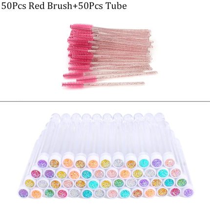 Reusable Eyebrow Brush Tube Eye Lash Brush Replaceable Mascara Wands Dust-proof Sparkling Diamond Eyelash Extension Makeup Tools