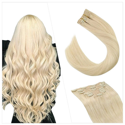 [16 Colors] Ugeat Clip in Hair Extensions Human Hair 14-22" Double Weft Remy Hair Full Head Clip in Extensions for Woman 7Pcs
