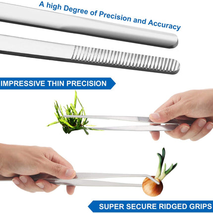 2pcs 5/6/8 Inch Straight Curved Tip Tweezers Stainless Steel Feeding Tongs for Garden Plant Sewing Machine Repairing DIY Craft