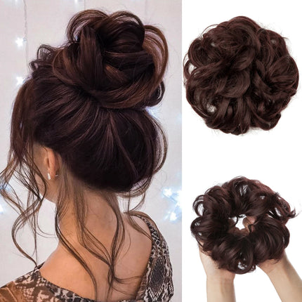 Synthetic Hair Bun Extensions Messy Curly Elastic Hair Scrunchies Hairpieces Synthetic Chignon Donut Updo Hair Pieces for Women