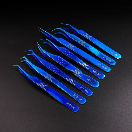 1pcs Vetus MCS Series Blue/Gold/Colorful Russian Volume Bloom Eyelash Extension Tweezers Stainless Precision Lash Tweezers Tools