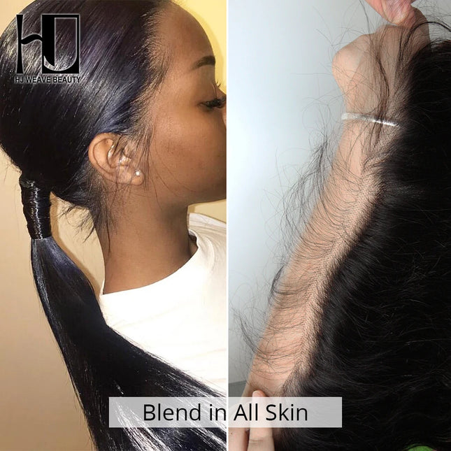 16-24 inch Bone Straight 13x4 13x6 Lace Frontal HD Transparent 4x4 5x5 6X6 HD Lace Closure Brazilian Remy Pre-Plucked Baby Hair