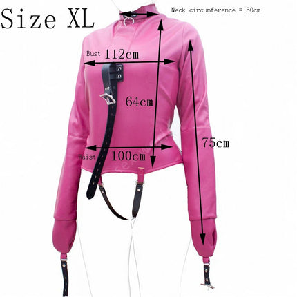 BDSM Leather Lingerie Straitjacket with Crotch Strap,SM Games Bondage Straight Jacket Harness,Slave Role Gimp Costumes Sextoys