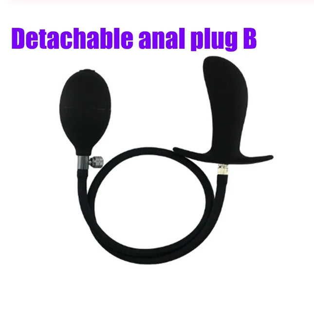 Inflatable Penis Gag Open Mouth Gag Oral Dildo Plug Separate Pump Expandable Big Butt Plug Anal Dilator Lock Bondage BDSM Sex Toy