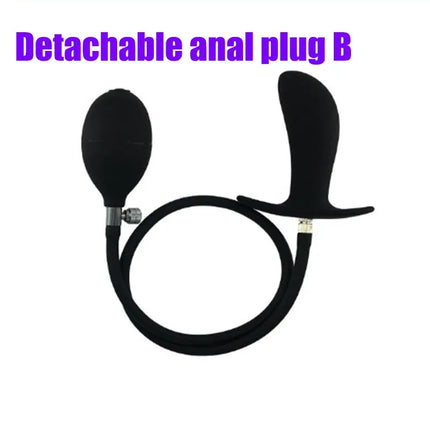 Inflatable Penis Gag Open Mouth Gag Oral Dildo Plug Separate Pump Expandable Big ButtPlug Anal Dilator Lock Bondage BDSM Sex Toy