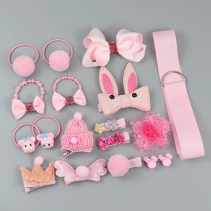 18 Piece Girl headwear Bow Flower animal Hairpins hair band cartoon Elastic Headdress Gift hair clip set Cute Hair Accessories