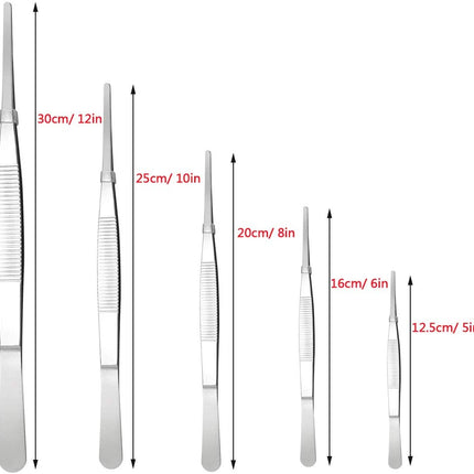 5/6/8/10/12 Inch Stainless Steel Straight Tweezer Plant Tweezer Feeding Tongs Aquarium Tweezers for Gardening Fish Tank Aquatic