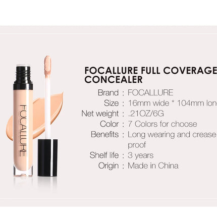 Wholesale FOCALLURE 7 Colors Face Concealer Waterproof Full Coverage Moisturizing Smooth Liquid Foundation Makeup Cosmetics