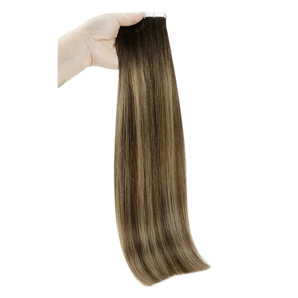 Full Shine Natural Hair Tape in Extensions 100% Remy Human Hair Ombre 40pcs 100g Balayage Seamless Blonde Glue On Hair For Woman